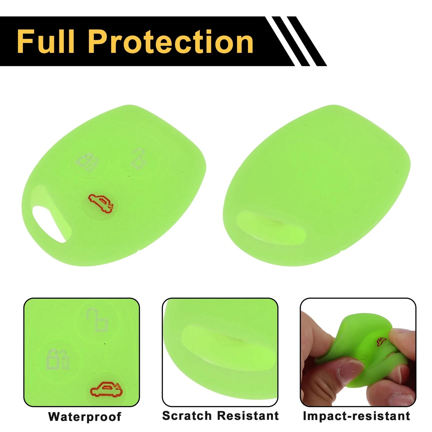 Light Blue Glow Car Key Case for Ford Courier (2010–2019) - 3 Buttons