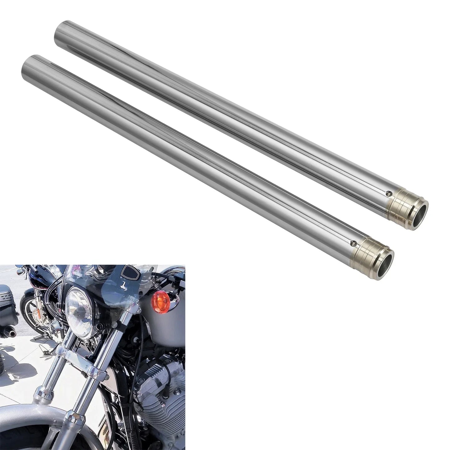 39mm Chrome Front Fork Tubes for Harley Sportster Iron 883 1200 (2016-2022)