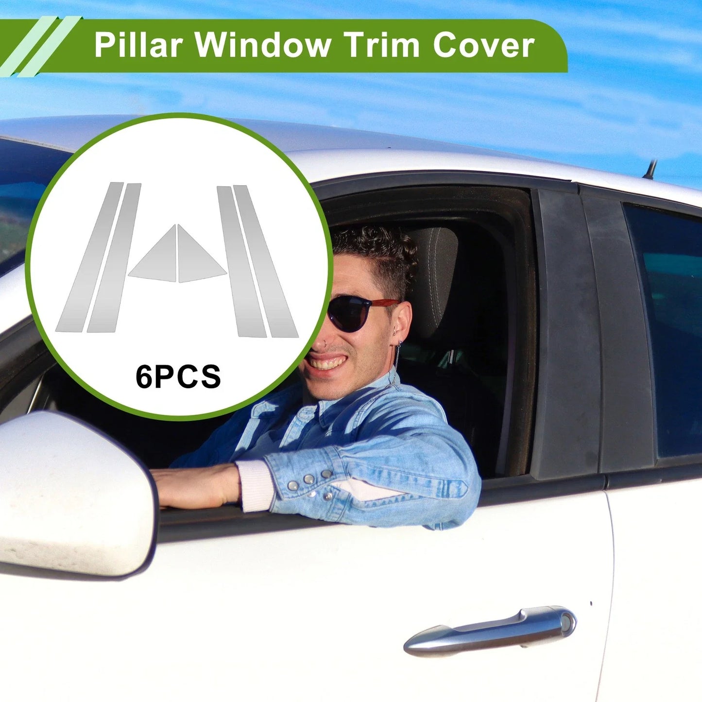 6 Pcs Silver Tone Pillar Window Trim for Chevrolet Optra (2004-2009)