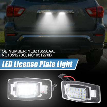 1 Pair White LED License Plate Light Assembly YL8Z13550AA for Mazda