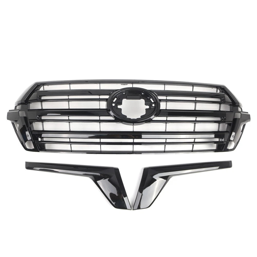 Front Bumper Hood Grille for Toyota Land Cruiser LC200 (2016–2018) Glossy Black