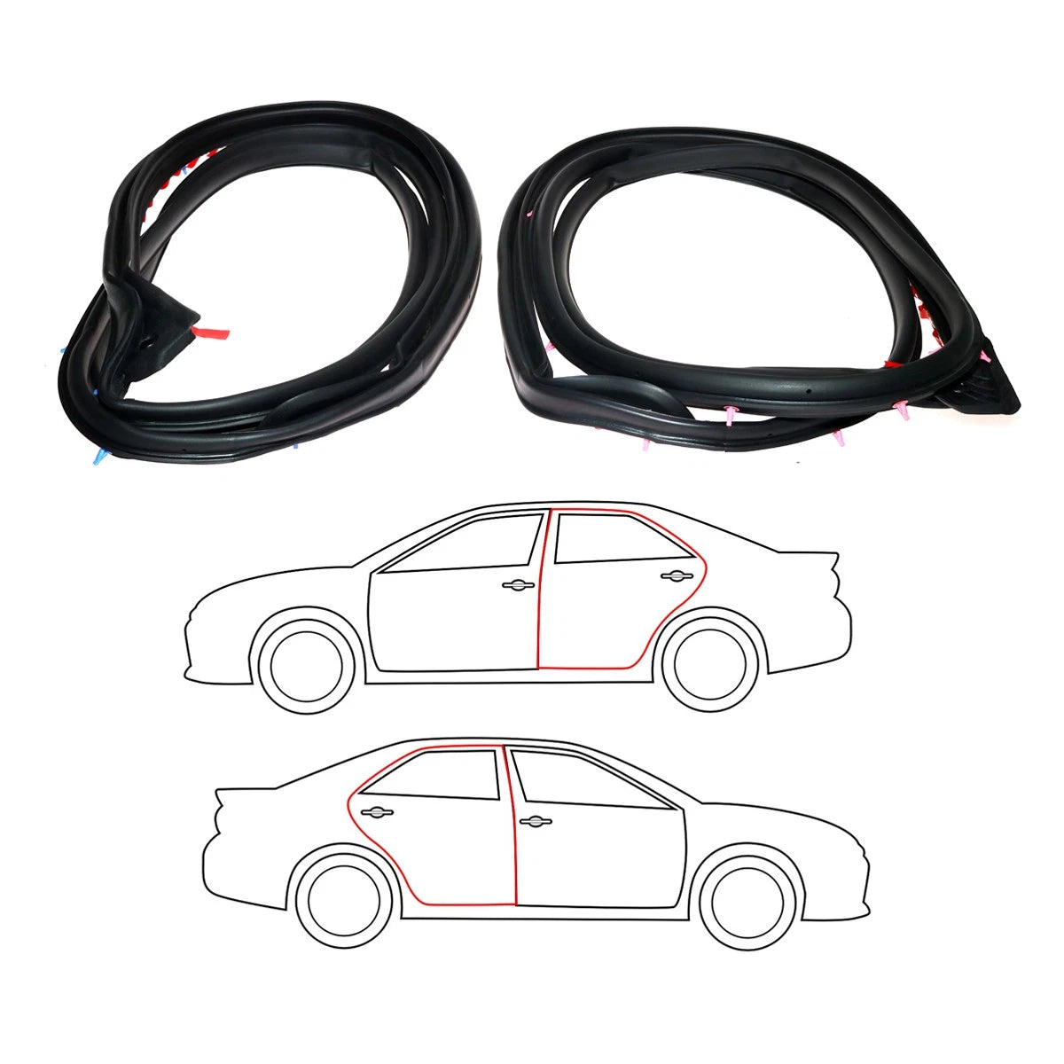 Rear Door Weatherstrip for Toyota Belta Vios Yaris Echo (2005–2013)