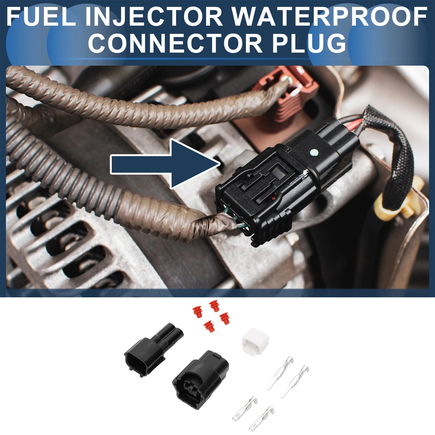 2 Pin Fuel Injector Waterproof Connector Plug for Nissan