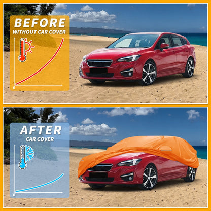 Waterproof Car Cover for Subaru Impreza Hatchback (2017–2023) Orange Cotton