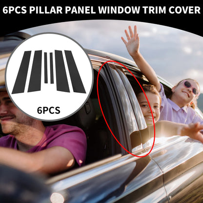 6X Car Pillar Window Trim Cover for BMW 3 Series E90 (2005–2012) Black