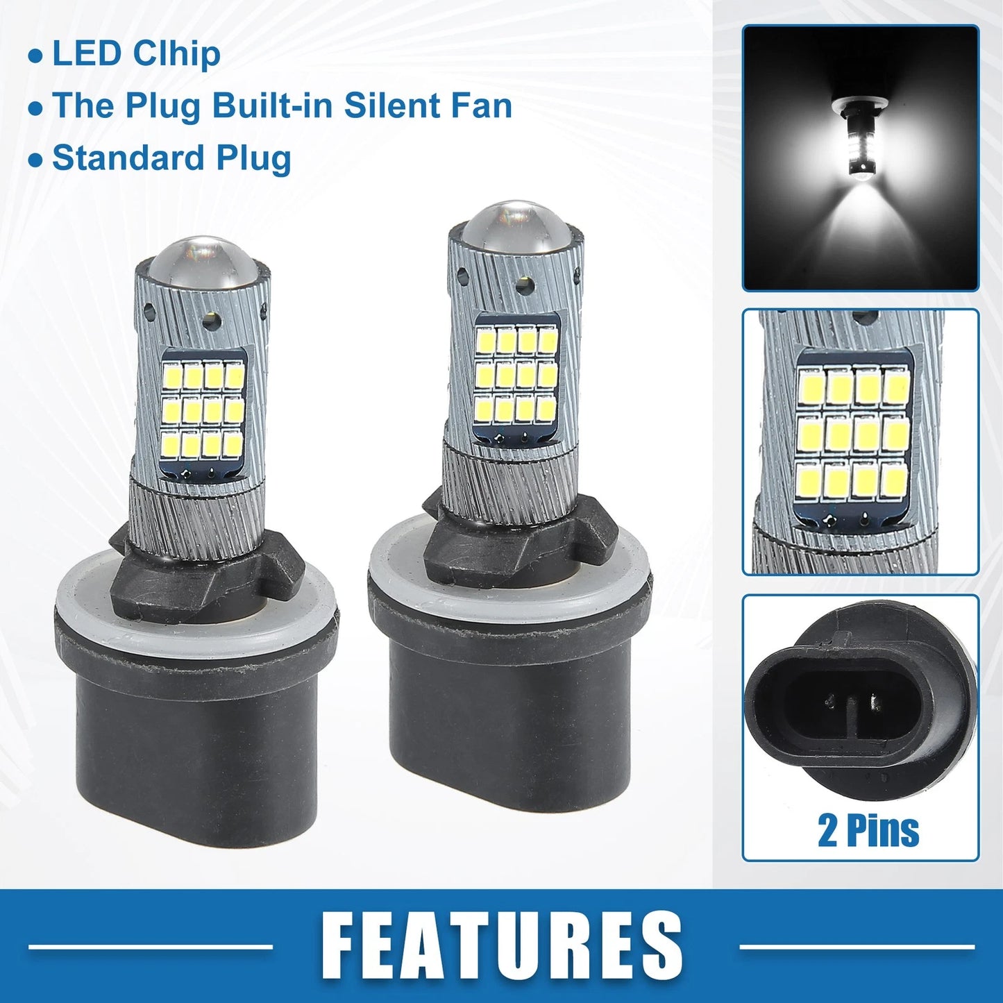 Set of 2 LED Fog Light Bulbs 880 for Auto (2016)