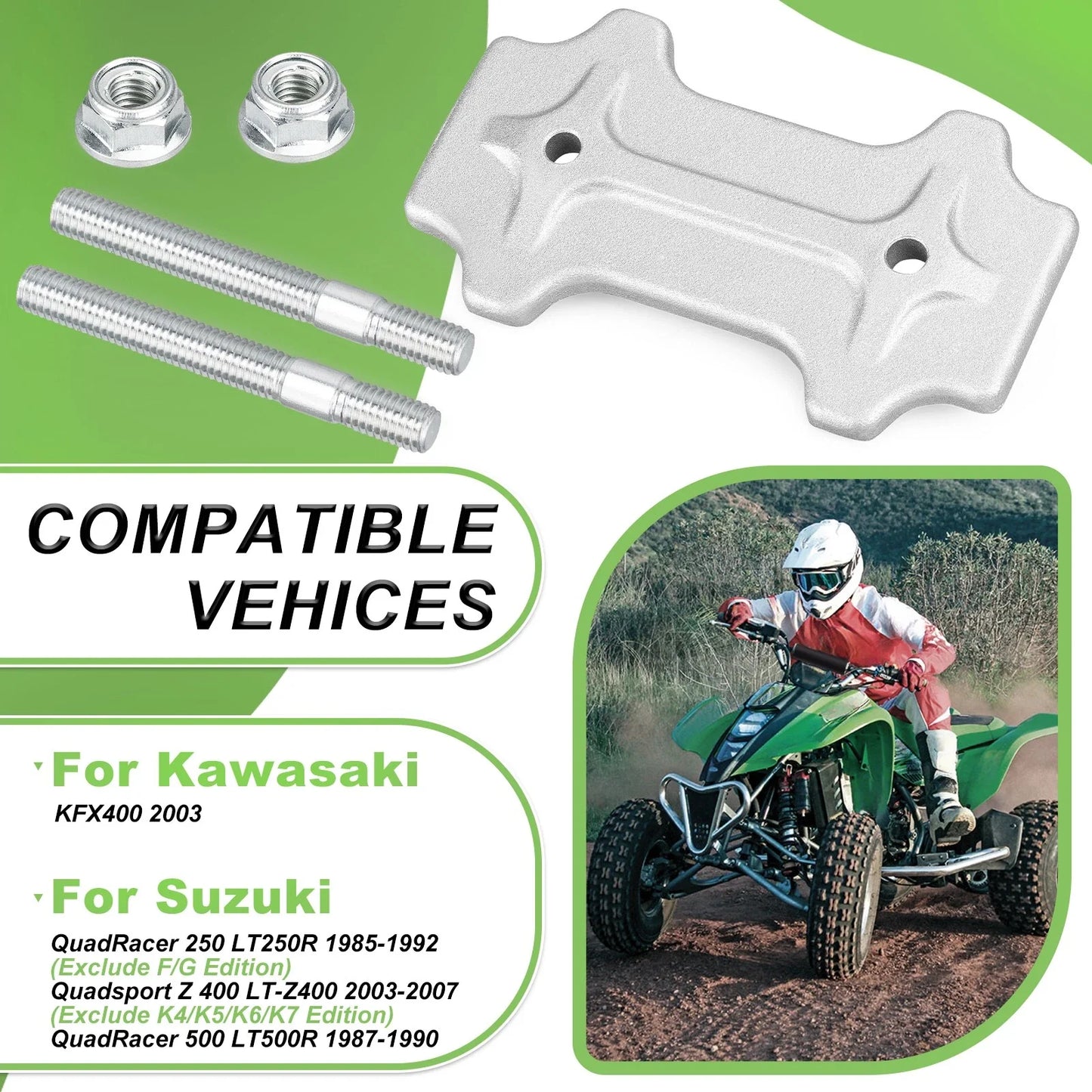 Plate Chain Adjuster And Bolt Nut 2x4 for Suzuki QuadRacer LT250R (1985–1992)
