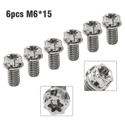 6pcs M6x15mm Titanium Torx Head Flange Screws for Motor Bike/Bicycle