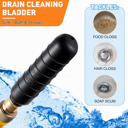 Drain Bladder Cleaning Tool for Garden Hose and Clogged Sewer Pipes