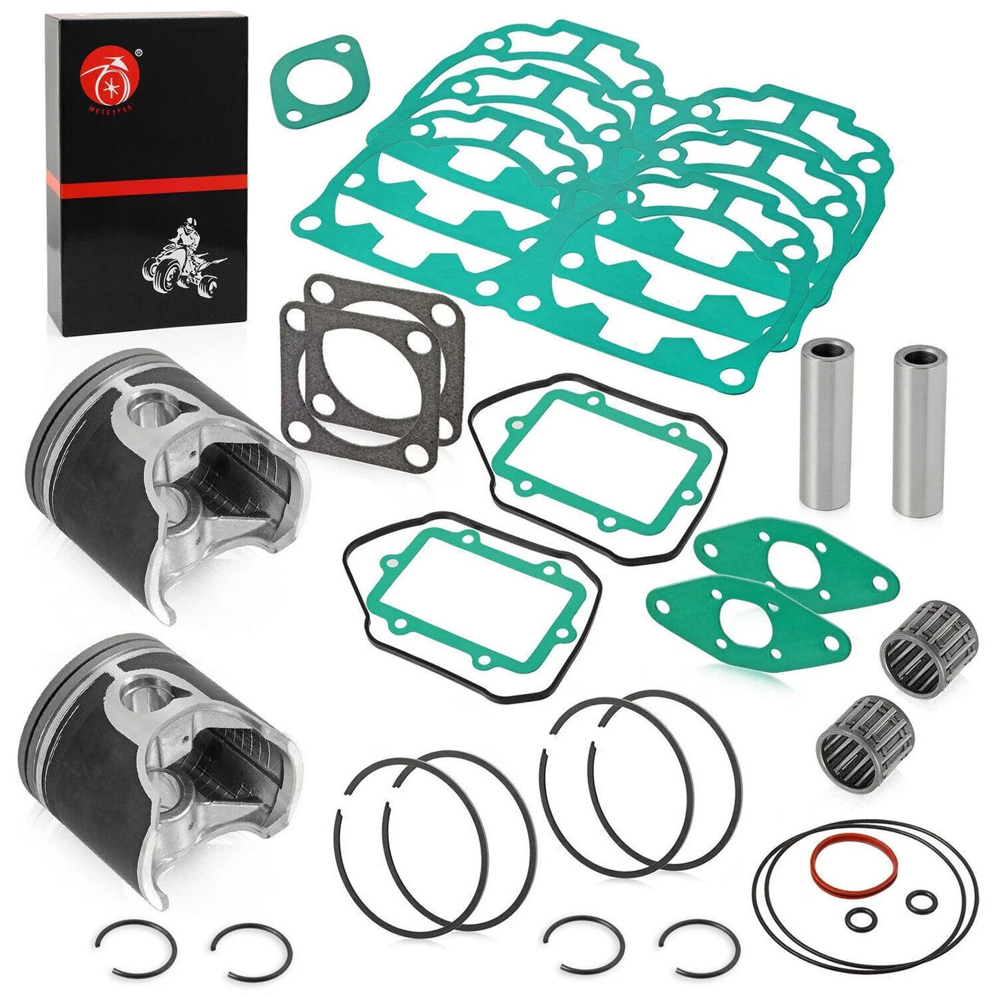 Top End Rebuild Kit Pistons Ring Bearing Gasket for Ski-Doo MXZ (2003–2007)