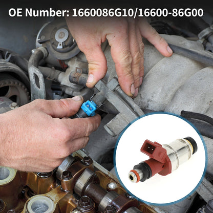 Fuel Injector No. 1660086G10 for Nissan D21 Base 2.4 (1990–1994) 1 Pc Wine Red
