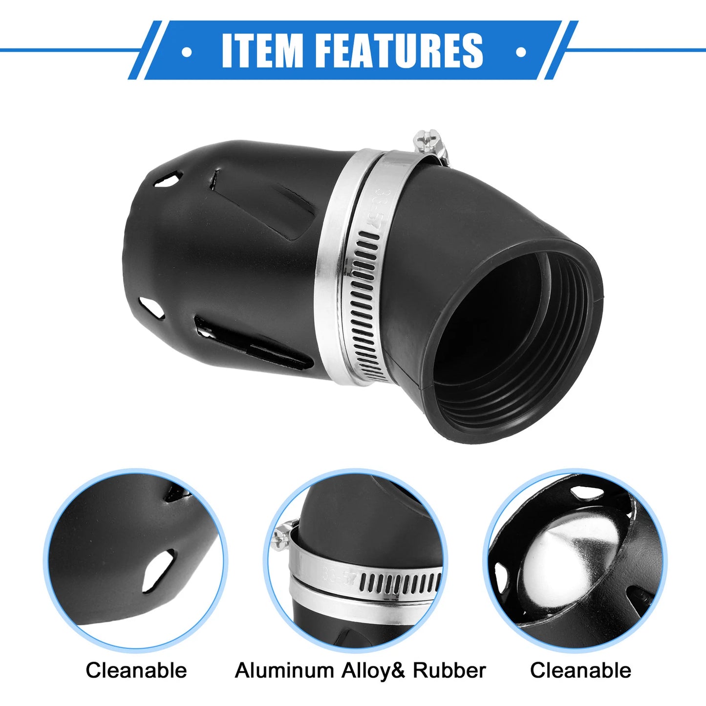 Universal Motorcycle Air Filter 26/35/42/48mm ID Aluminum Alloy Black