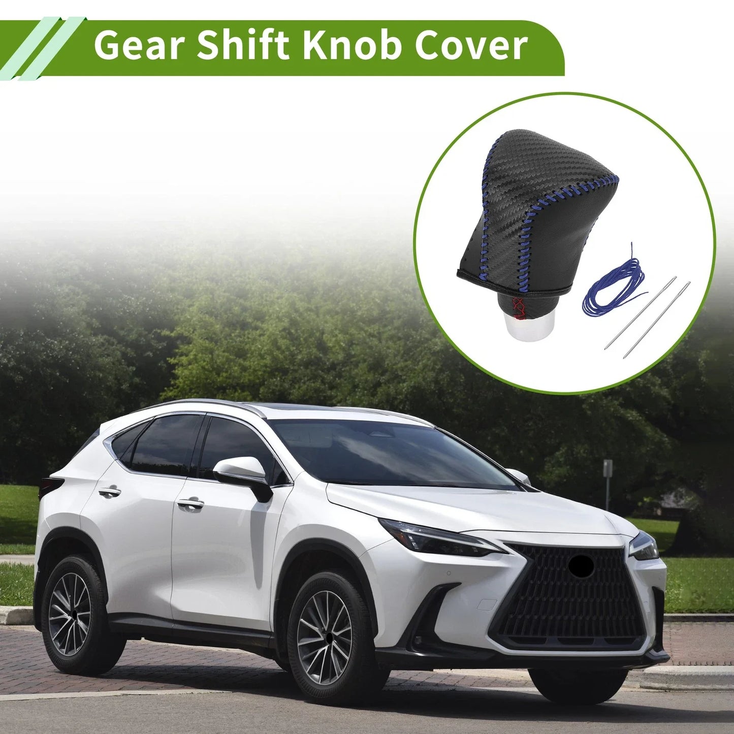 Gear Shift Knob Cover for Lexus ES300h 2018-2023 Black Carbon Fiber Blue