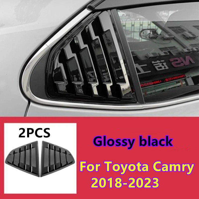 Bright Black Window Louvers Rear Vent Cover Trim 2x for Toyota Camry (2018–2023)