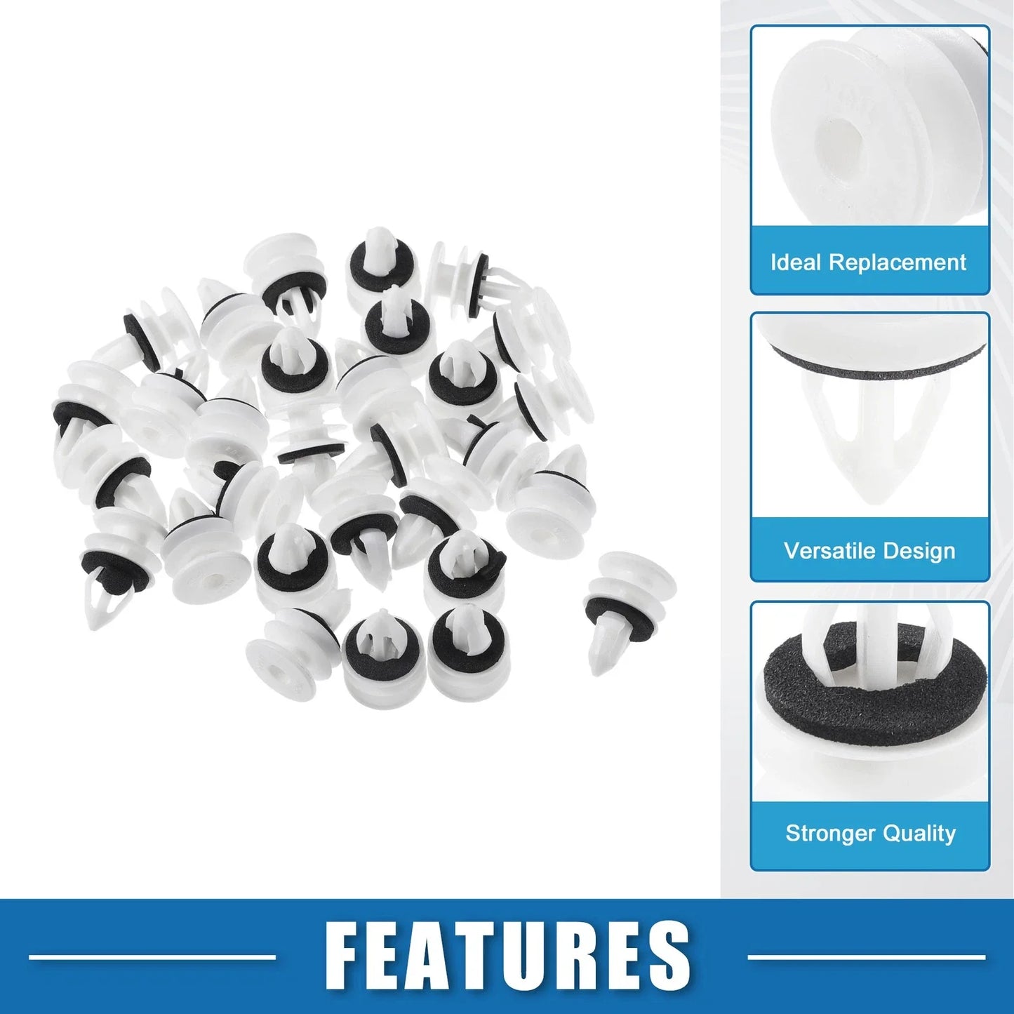 30 x Door Panel Clips for Chevrolet - Plastic White