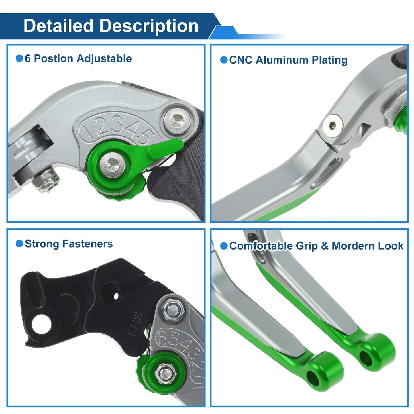 Brake Clutch Levers for KTM 390 Duke (2019–2023) Titanium Green End 1 Pair