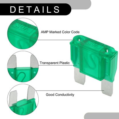 Set of 5 Maxi Fuse 30A Blade Fuses for Car Boat Truck RV Motorcycle