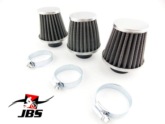 32mm Hi Flow Chrome Pod Air Filters - Universal Cleaner (Set of 3)