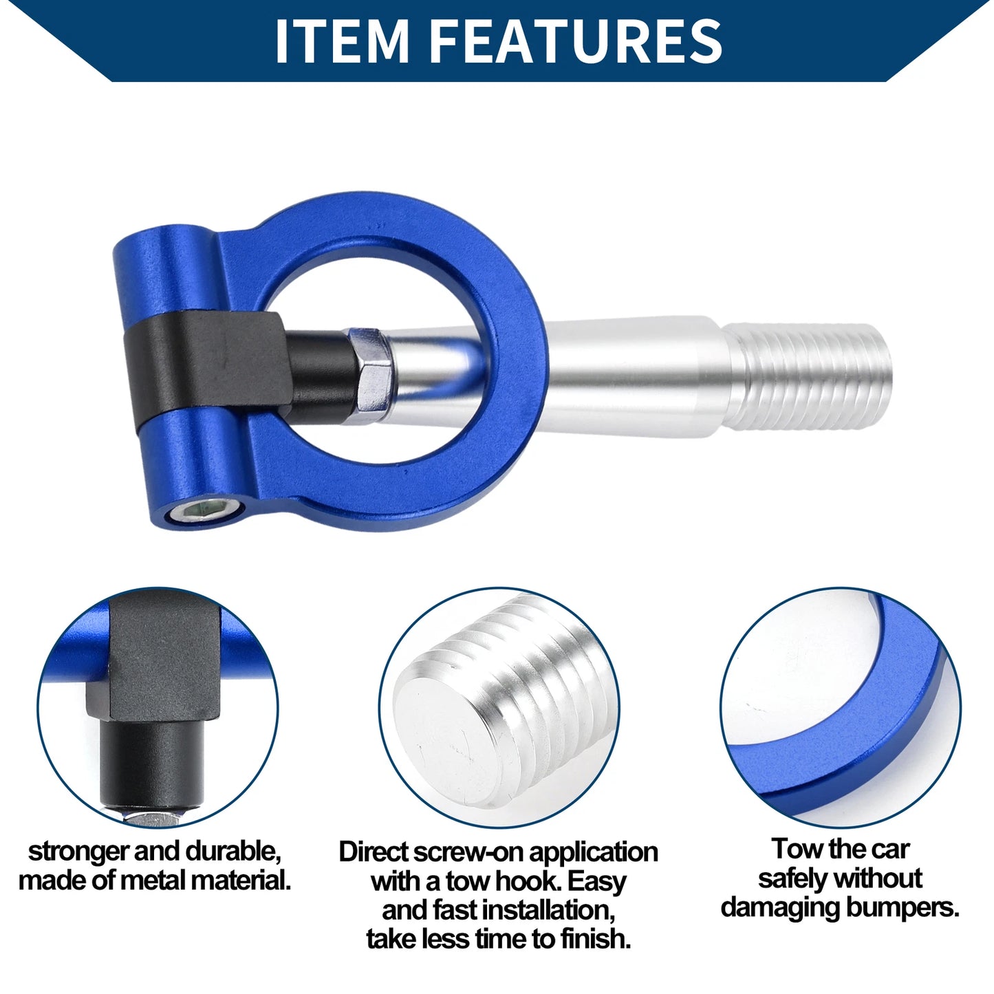 Tow Hook for Mitsubishi Lancer Evolution (1 pcs, 23.5cm, Blue)