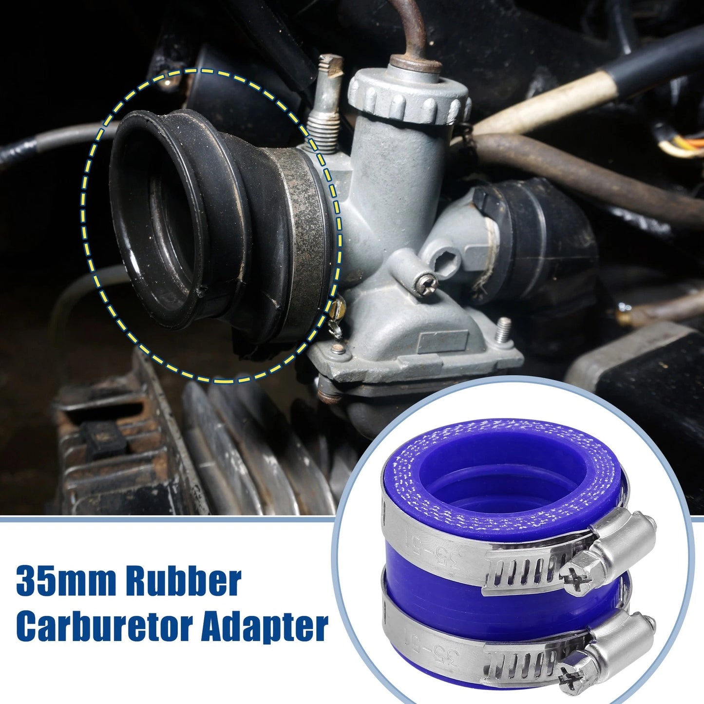 35mm ID Blue Carburetor Adapter Inlet Intake Pipe for Universal Applications