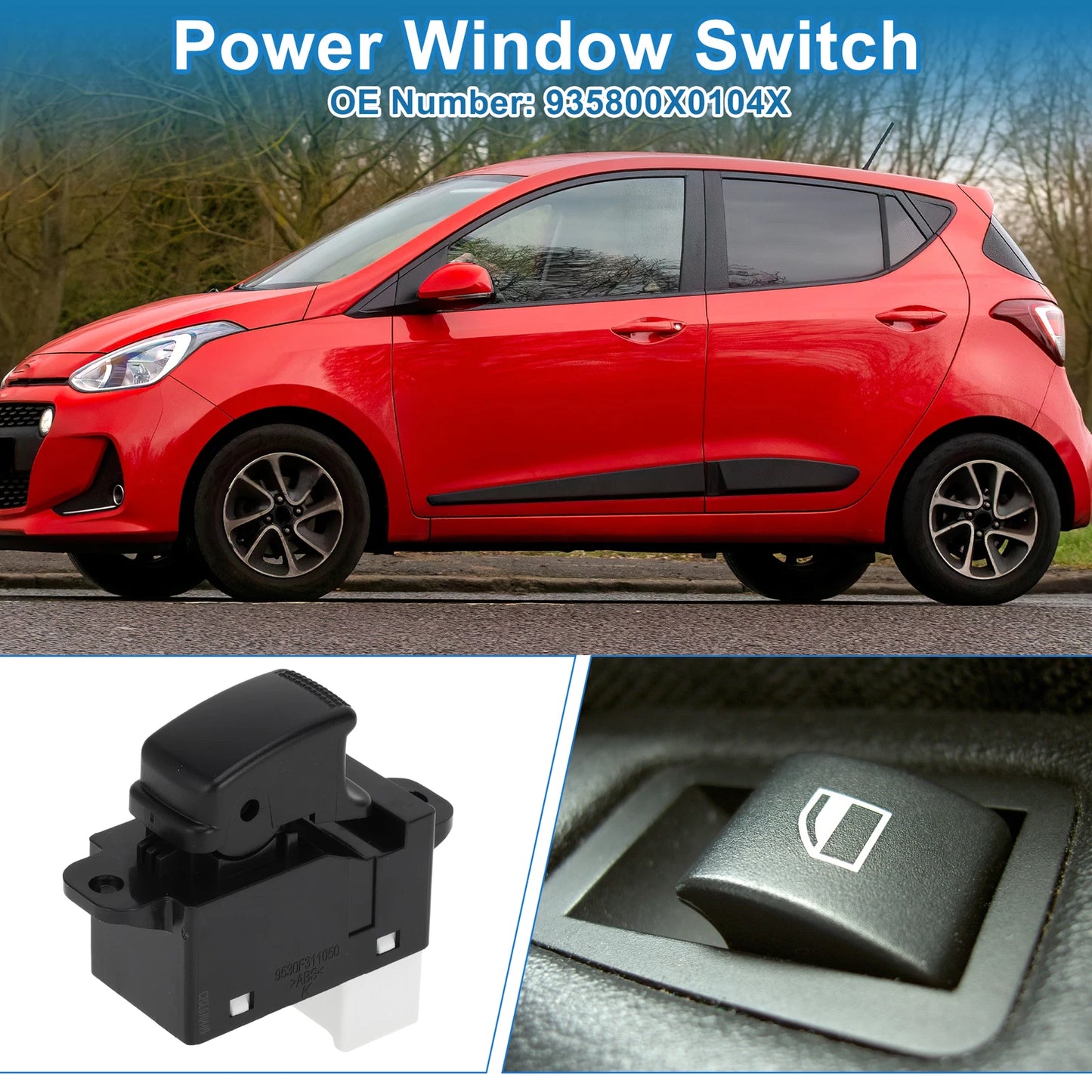 Passenger Side Power Window Switch for Hyundai i10 (2007–2013) No. 935800X0104X