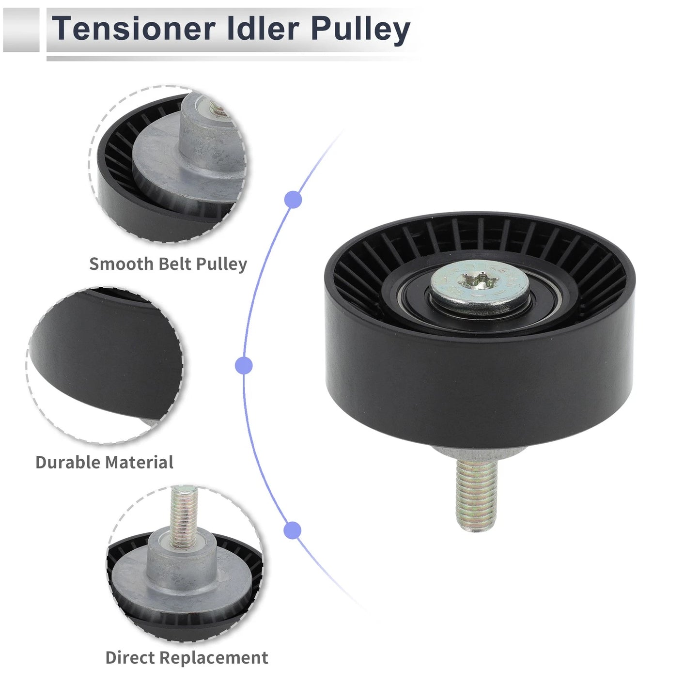 Drive Belt Idler Pulley for BMW Series 3 (1998–2005) No. 11281435594 Black