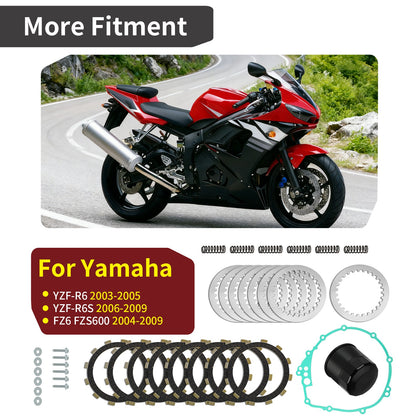 Clutch Steel Friction Plates Gasket Kit for Yamaha YZF-R6 (2003–2005) YZF-R6S (2006–2009)