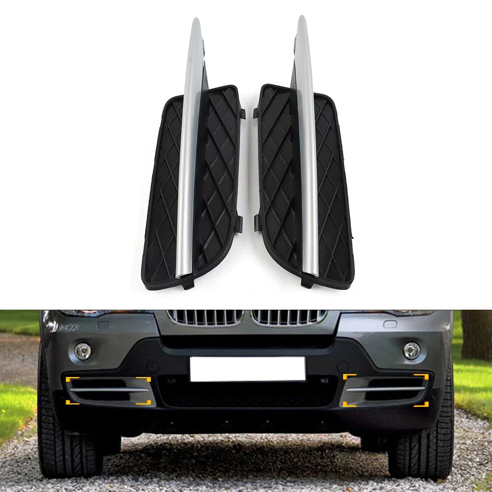 Fog Light Lower Grill w/Silver Trim for BMW X5 E70, X6 (2007-2013)