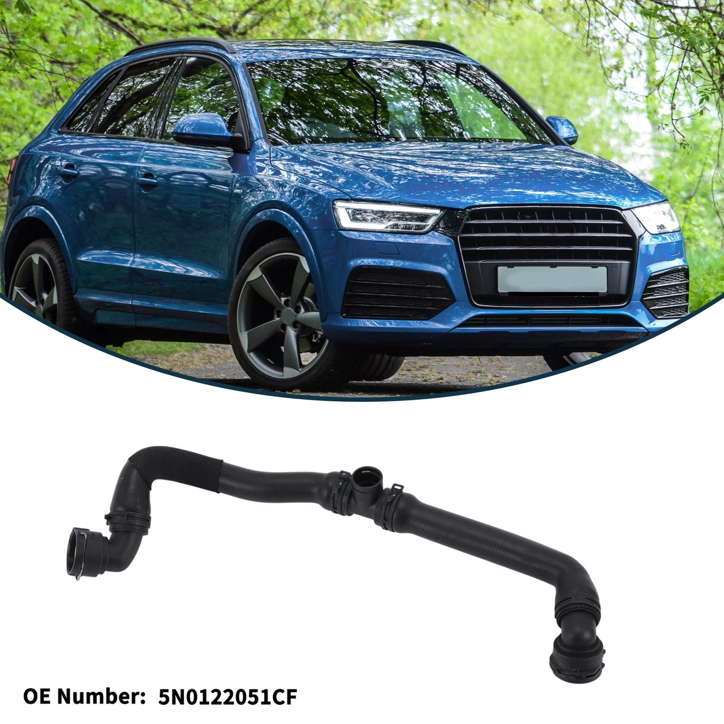 Radiator Hose for Audi Q3 (2013–2018) No. 5N0122051CF Rubber