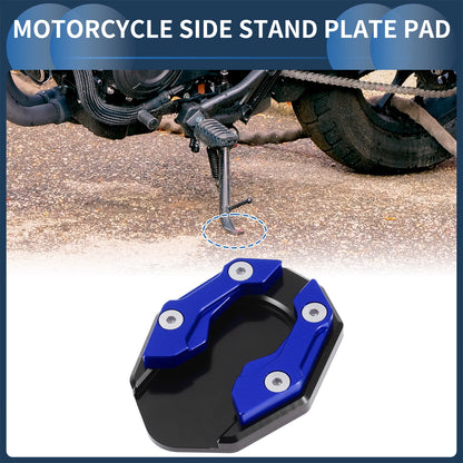 Side Stand Plate Pad for Motorcycle (Set of 1) - Aluminum Alloy, Blue