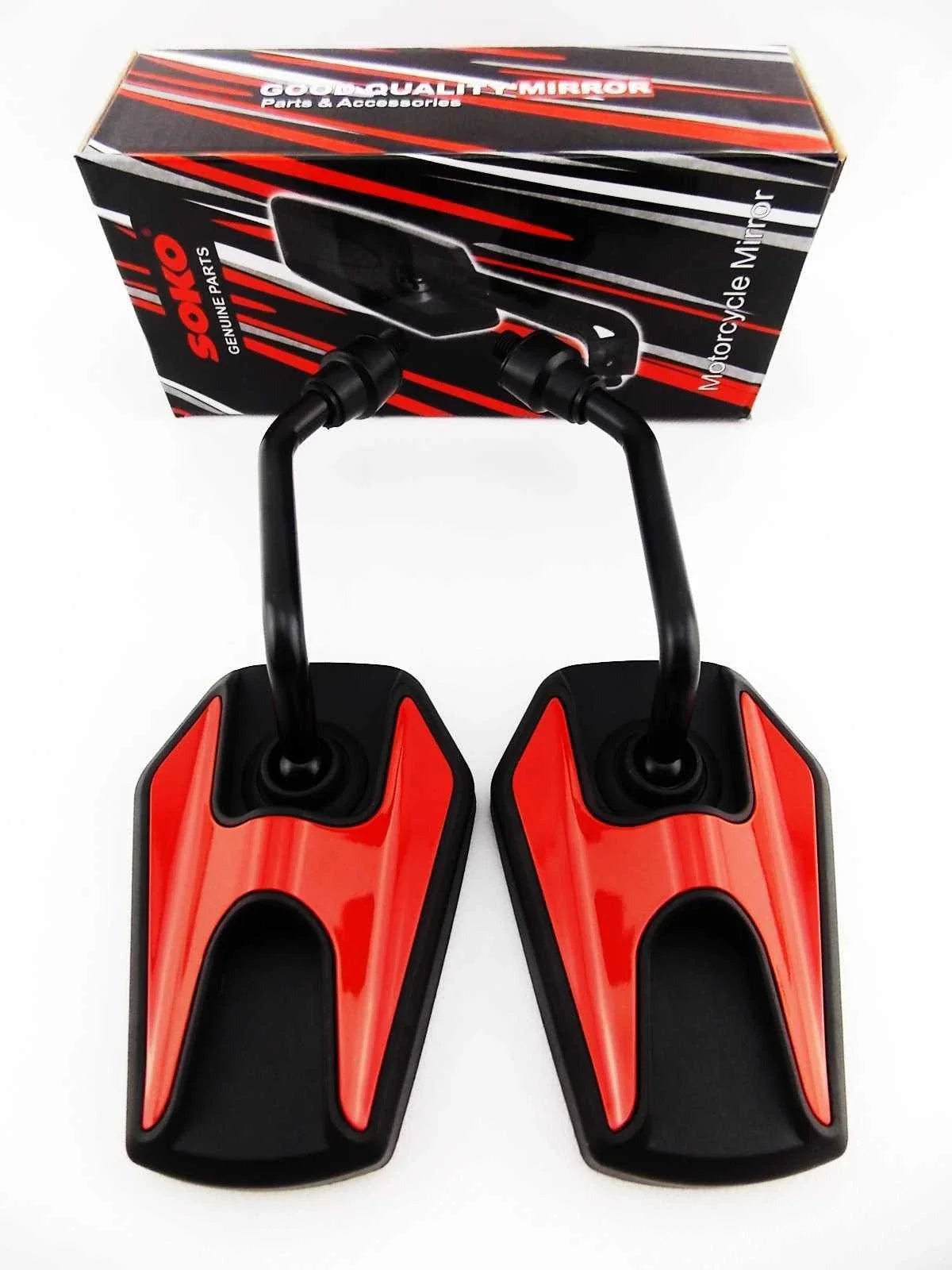 Black Red Hex Soko Mirrors for Honda XRV650 (1988-1989)