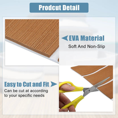 EVA Faux Teak Decking Sheet for Boat Yacht Marine (95"x7", Brown White)