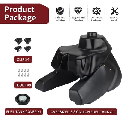 3.8 Gallon Tank & Cover & Clip & Bolt for Yamaha Warrior 350 (1987–2004)