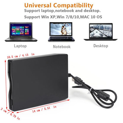 USB 2.0 External Floppy Disk Drive 3.5" for PC Mac (Win 10 Compatible)