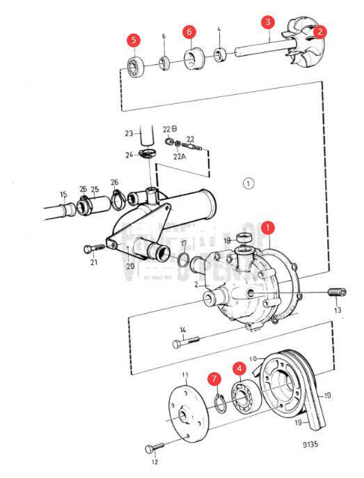 Circulation Pump Repair Kit for Volvo Penta AD41 AQAD40 AQAD41 D41