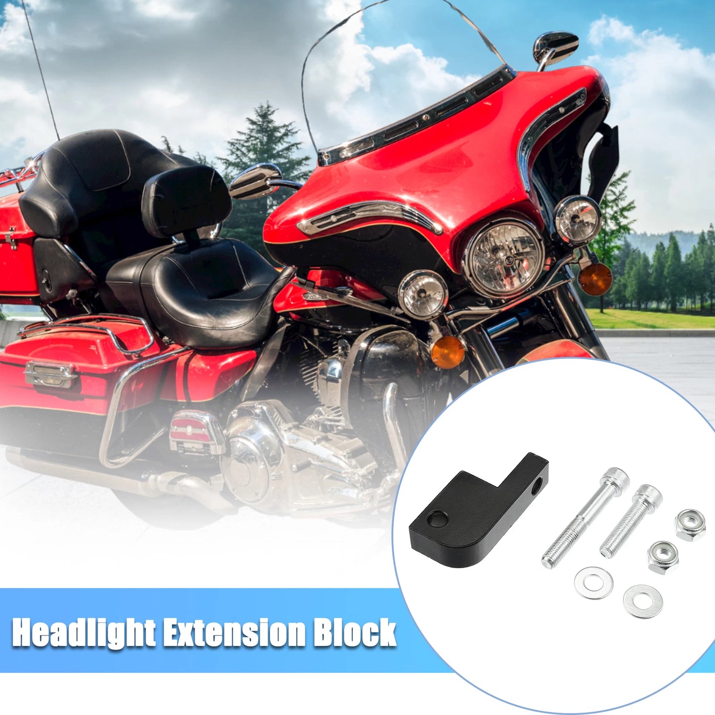 Set of 1 Front Headlight Extension Block for Harley Davidson Dyna (39-49mm)