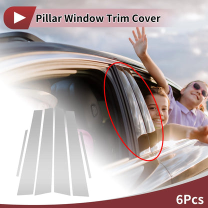 Set of 6 Car Door Pillar Window Trim for Toyota Crown (2005–2009) Silver Tone