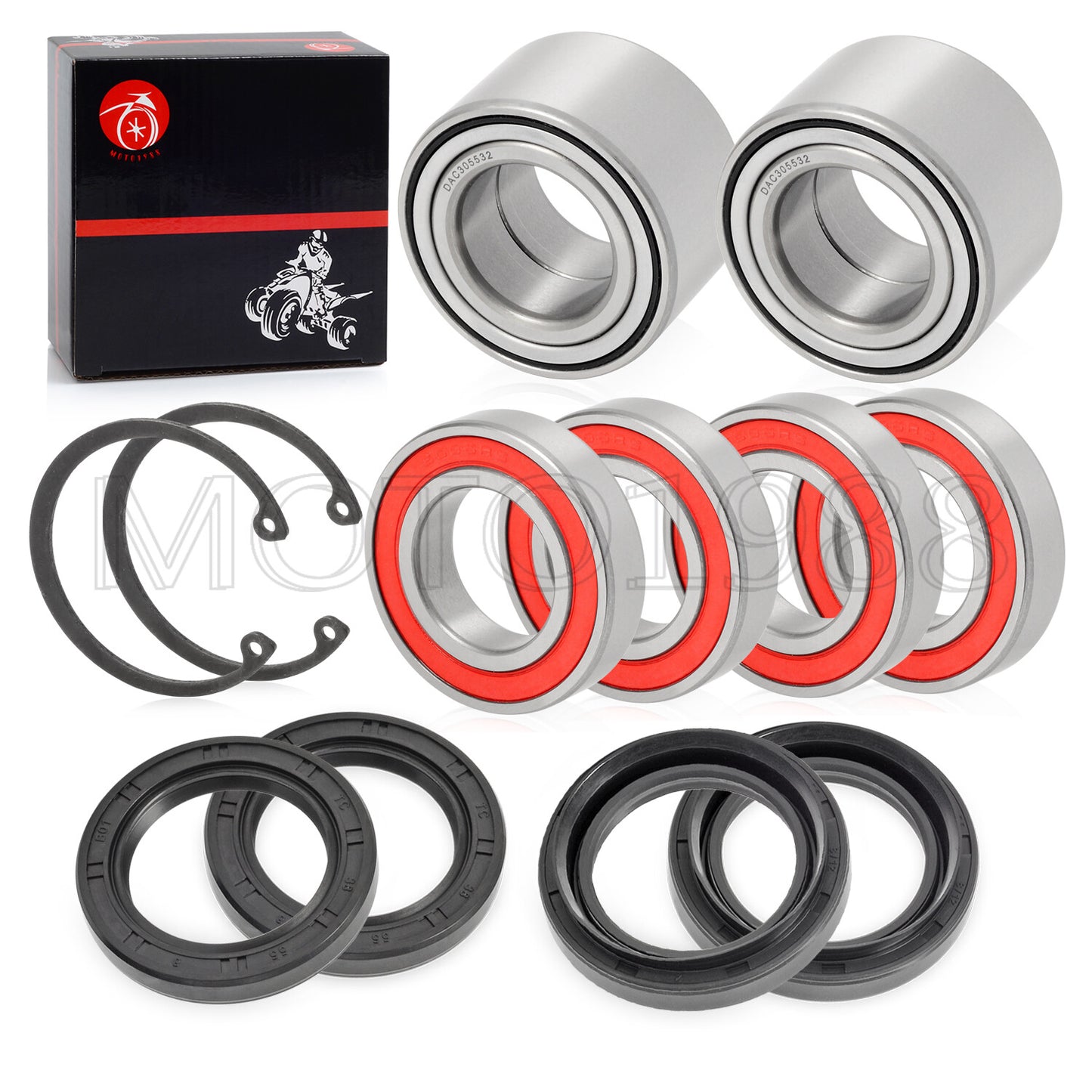 Set of 2 Front Rear Wheel Bearing Seals for Yamaha Big Bear 400 (2007–2012)