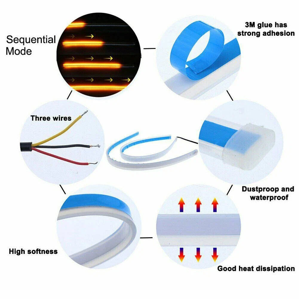30cm Sequential DRL LED Strip Signal Lights for Car
