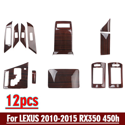 12x Wood Grain Interior Accessories Cover Trim for LEXUS RX (2010–2015)