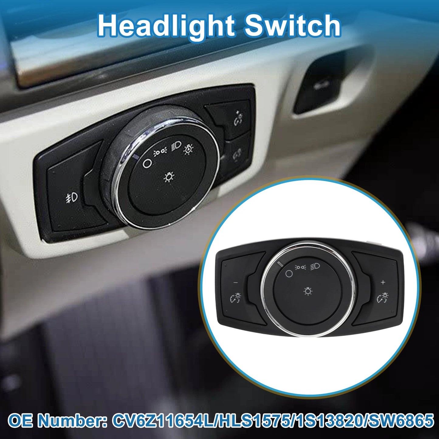 Headlight Switch for Ford Escape (2013–2016) CV6Z11654L HLS1575 1S13820 SW6865
