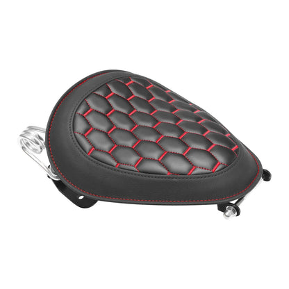 Black Red Driver Solo Seat for Harley Dyna Street Bob Wide Glide (2007-2017)