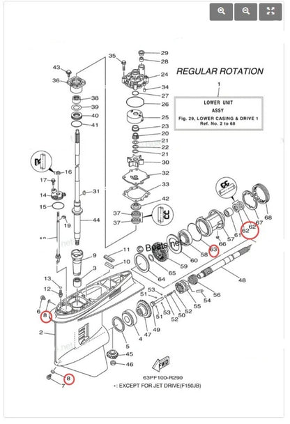 Seal Kit for Yamaha Outboard Motor Lower Gearcase (Various Models)