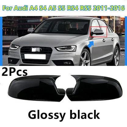 Glossy Black OX Horn Mirror Cap for Audi A4 S4 A5 S5 RS4 RS5 (2011–2016)