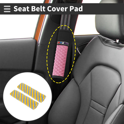 Set of 2 Yellow Blue Seat Belt Cover Pads for Universal Fit (24cm)