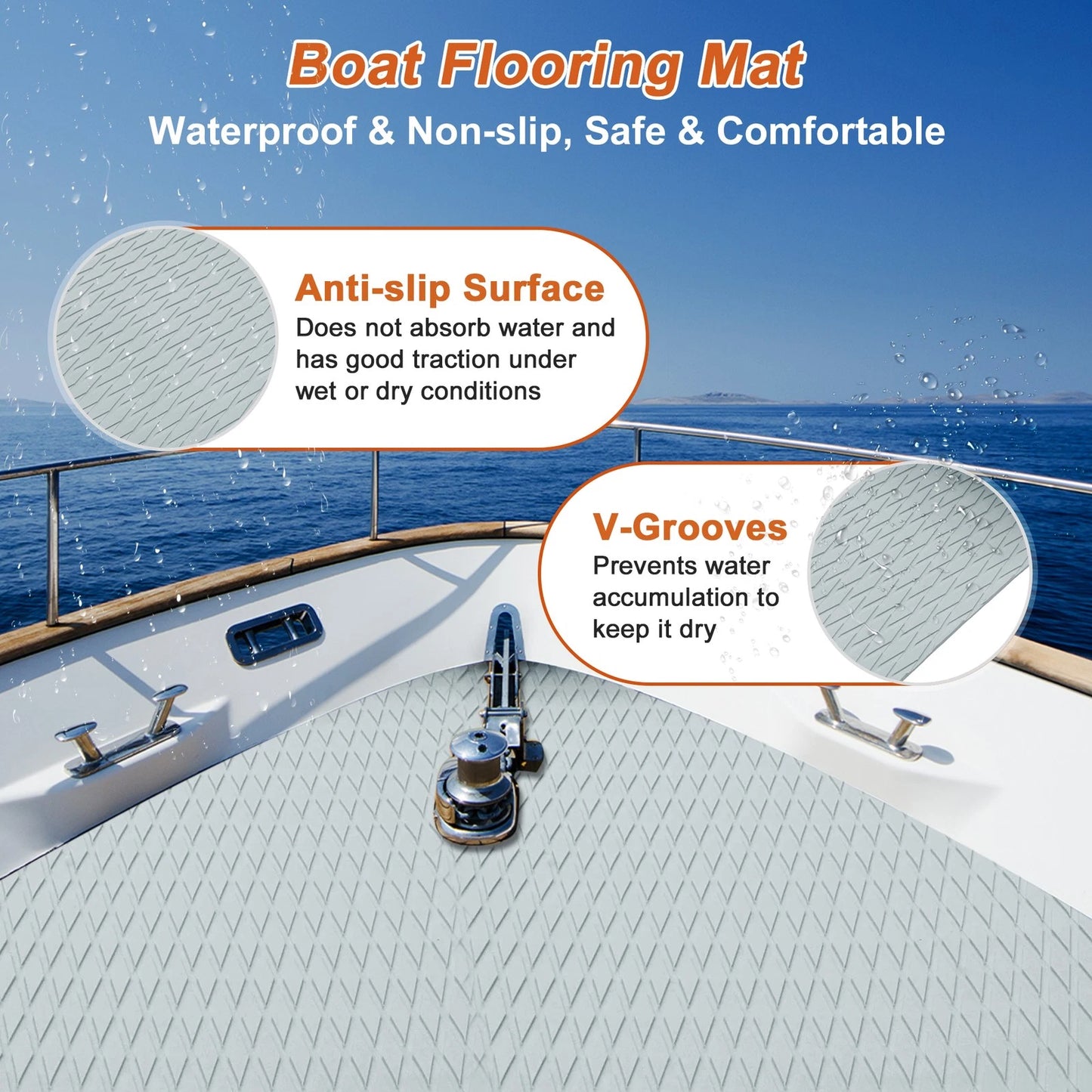 Self-Adhesive Boat Flooring Strip for Various Models (96" L x 17" W)