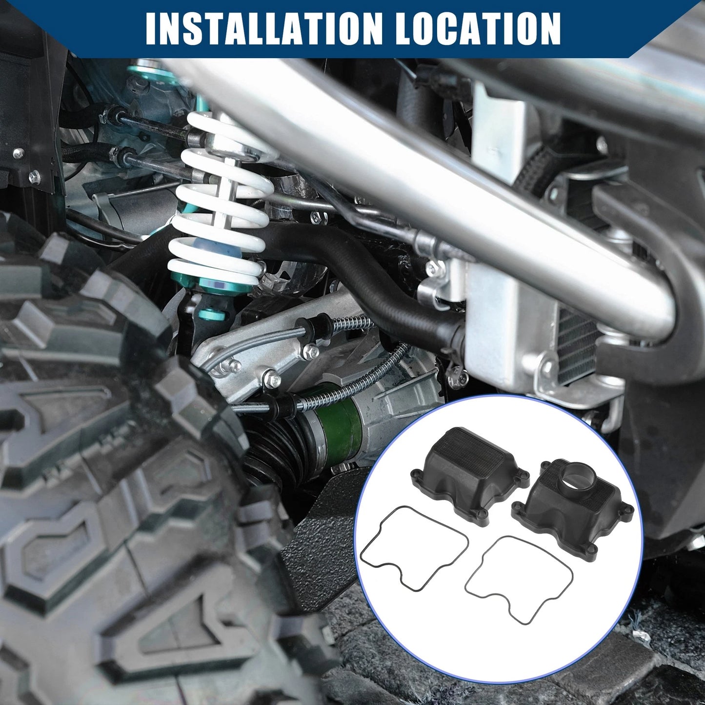 Set of 1 Valve Cover with 2 Gaskets for Kawasaki Mule KAF620 (1933–2008) Black
