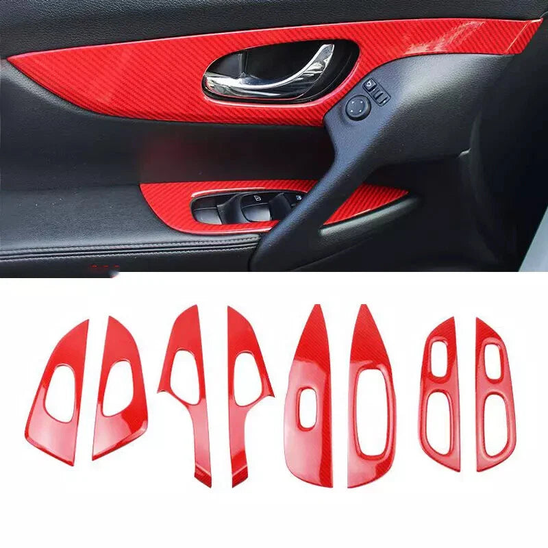 Trim Cover / 12x / Red Carbon Fiber Look Interior for Nissan Rogue (2014–2020)