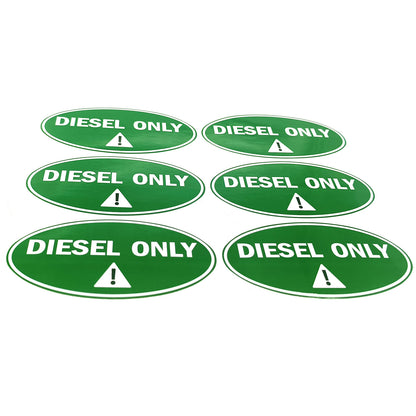 Set of 6 Diesel Only Stickers for Fuel Tank (Weatherproof Vinyl)