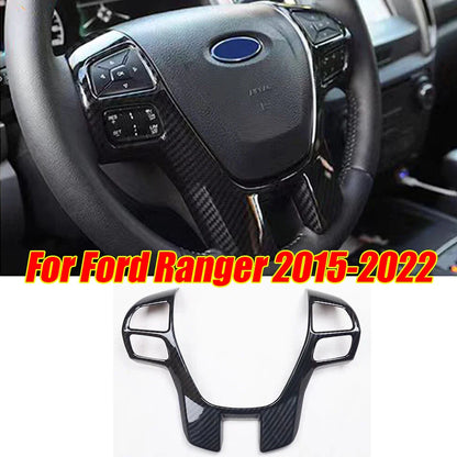 Carbon Fiber ABS Interior Steering Wheel Cover Trim for Ford Ranger (2015–2022)